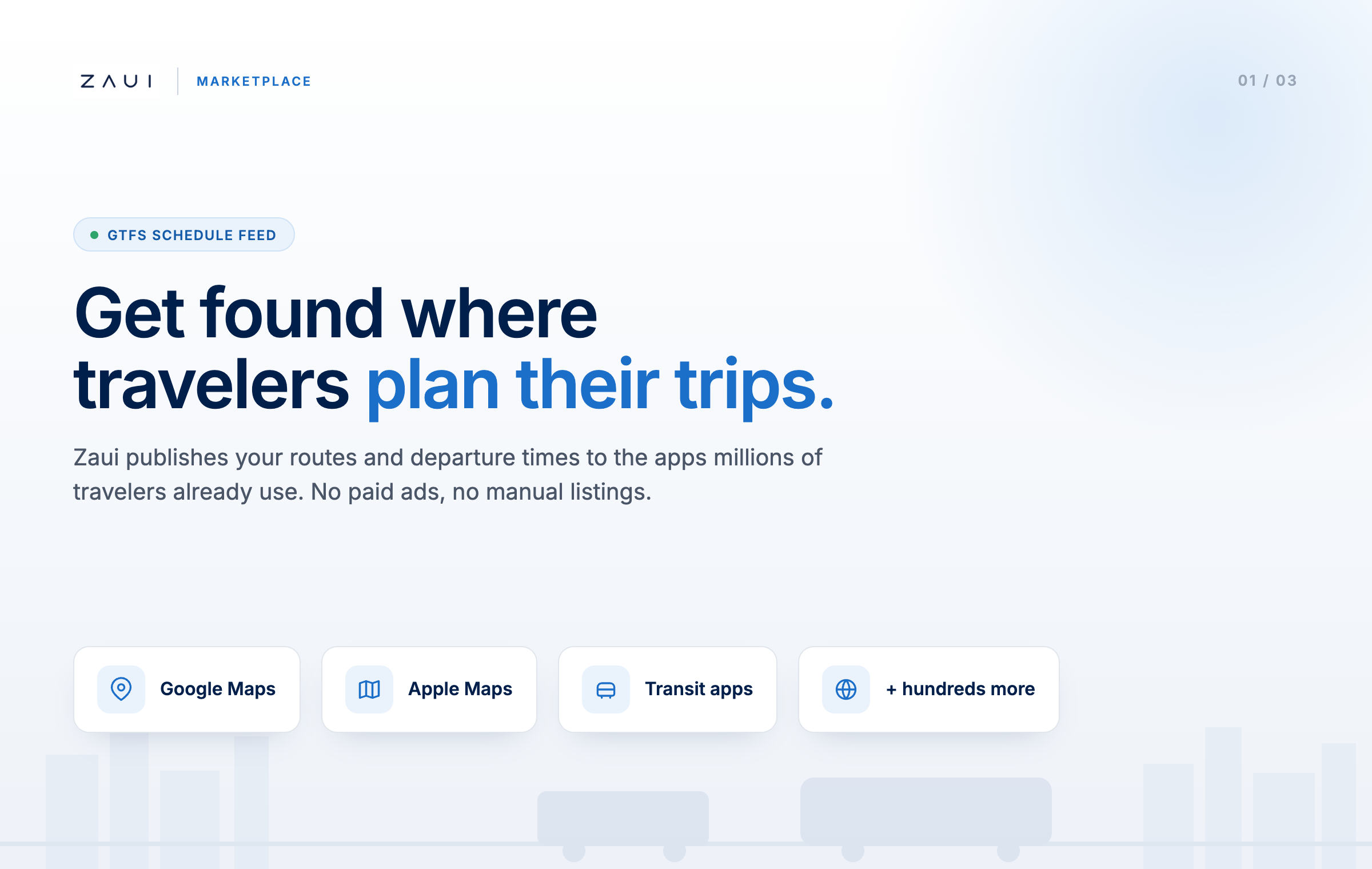 Zaui GTFS Schedule Feed publishes transportation schedules to Google Maps, Apple Maps, and transit apps